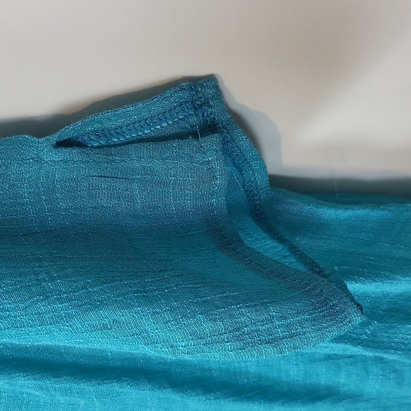 ELSIE & ZOEY Blue Lightweight Sheer Fringed V-Neck Beach Pool Coverup - Picture 7 of 12